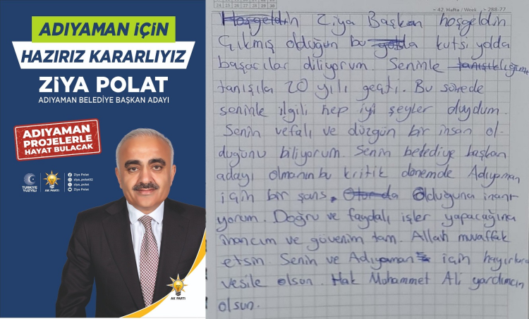 CHP’Lİ BELEDİYE BAŞKAN A. ADAYINDAN ZİYA POLAT’A DESTEK