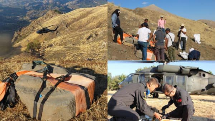 2 Bin 100 Yıllık  Eserler Helikopterle Taşındı